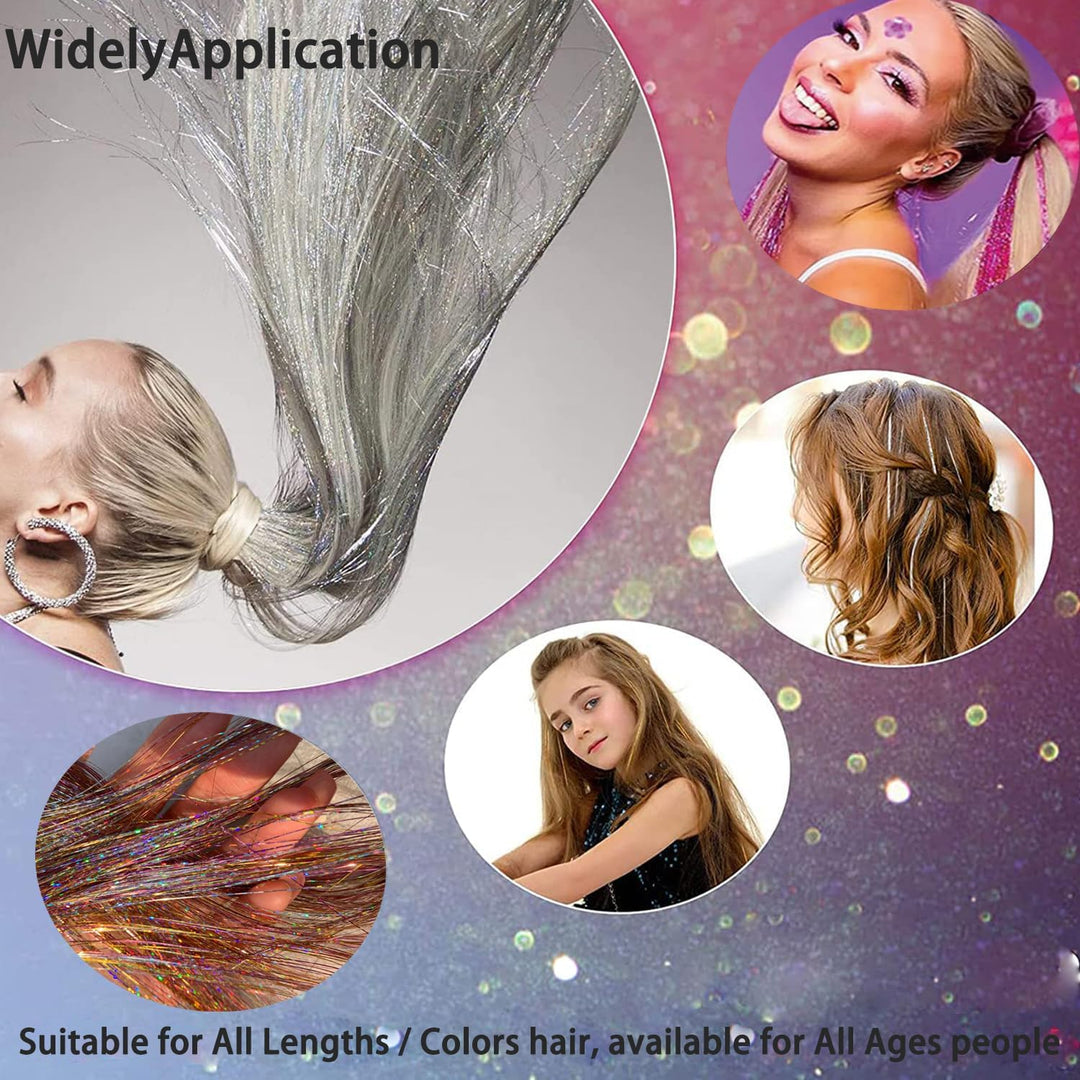 20 Inch Heat Resistant Hair Tinsel Clips - Fairy Kit Glitter Extensions for Women, Girls, and Kids, Ideal Sparkly Christmas Gift (Silver) - Just Closeouts Canada Inc.X004OGHGMH