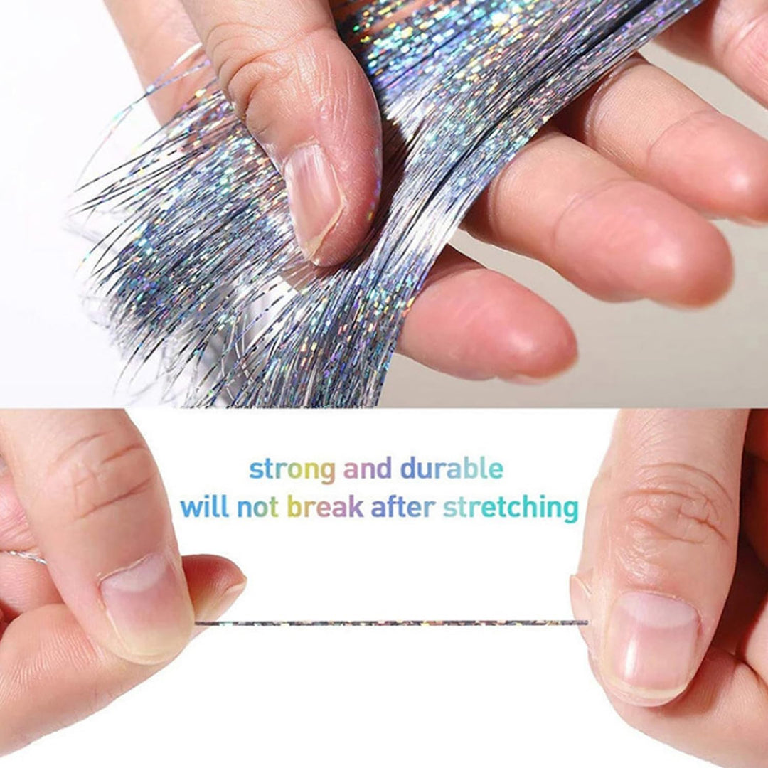 20 Inch Heat Resistant Hair Tinsel Clips - Fairy Kit Glitter Extensions for Women, Girls, and Kids, Ideal Sparkly Christmas Gift (Silver) - Just Closeouts Canada Inc.X004OGHGMH