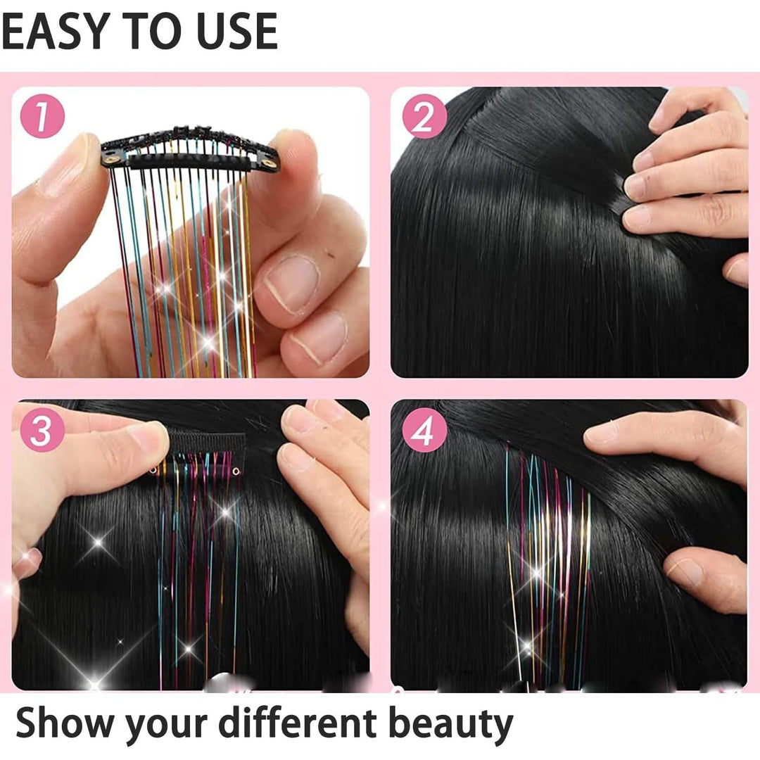 20 Inch Heat Resistant Hair Tinsel Clips - Fairy Kit Glitter Extensions for Women, Girls, and Kids, Ideal Sparkly Christmas Gift (Silver) - Just Closeouts Canada Inc.X004OGHGMH
