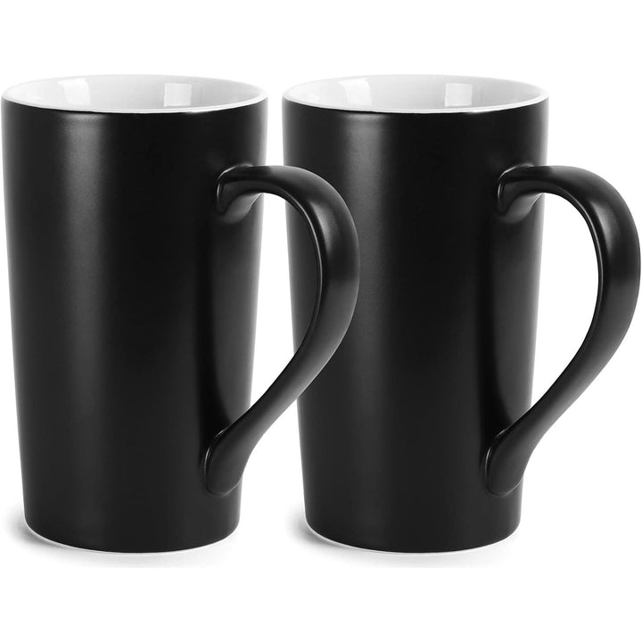 20 OZ Large Coffee Mugs, Harebe Smooth Ceramic Couple Cup for Office and Home, Big Capacity with Handle Cups, Set of 2, Black - Just Closeouts Canada Inc.