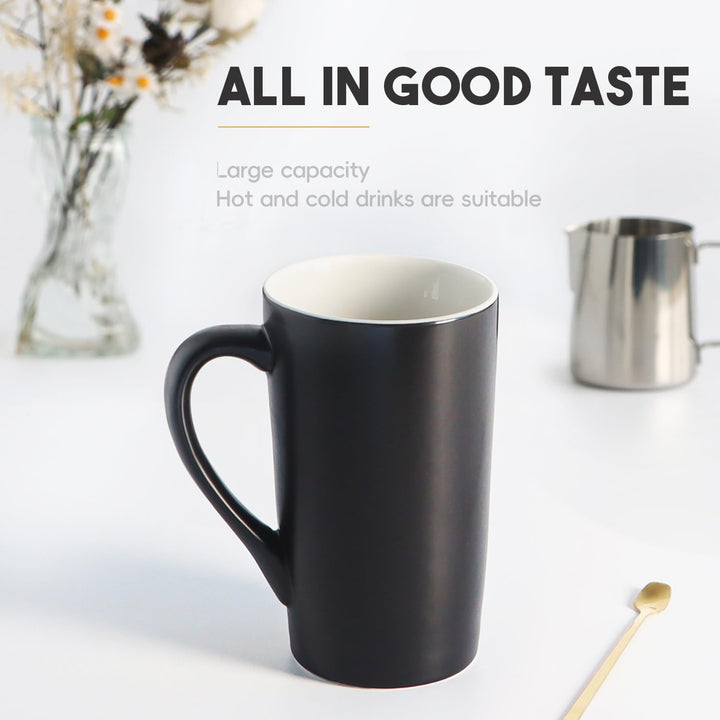 20 OZ Large Coffee Mugs, Harebe Smooth Ceramic Couple Cup for Office and Home, Big Capacity with Handle Cups, Set of 2, Black - Just Closeouts Canada Inc.