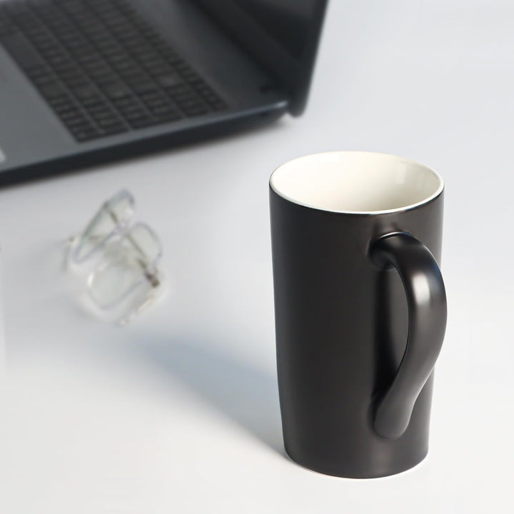 20 OZ Large Coffee Mugs, Harebe Smooth Ceramic Couple Cup for Office and Home, Big Capacity with Handle Cups, Set of 2, Black - Just Closeouts Canada Inc.
