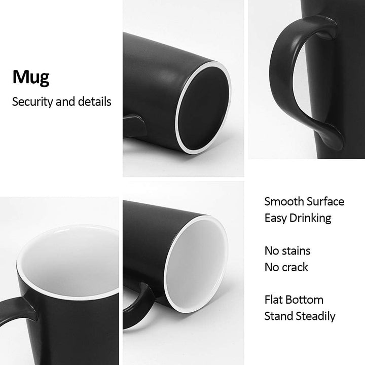 20 OZ Large Coffee Mugs, Harebe Smooth Ceramic Couple Cup for Office and Home, Big Capacity with Handle Cups, Set of 2, Black - Just Closeouts Canada Inc.