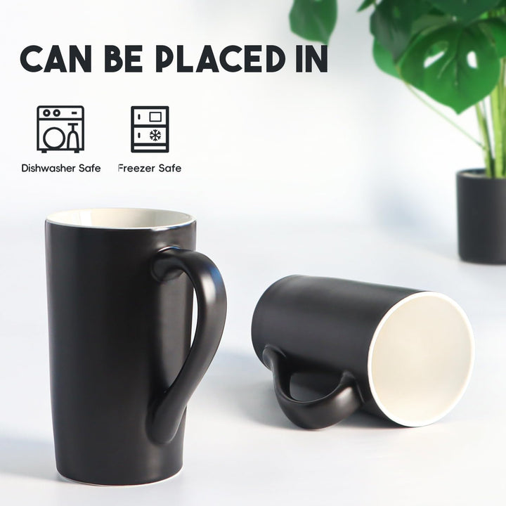 20 OZ Large Coffee Mugs, Harebe Smooth Ceramic Couple Cup for Office and Home, Big Capacity with Handle Cups, Set of 2, Black - Just Closeouts Canada Inc.