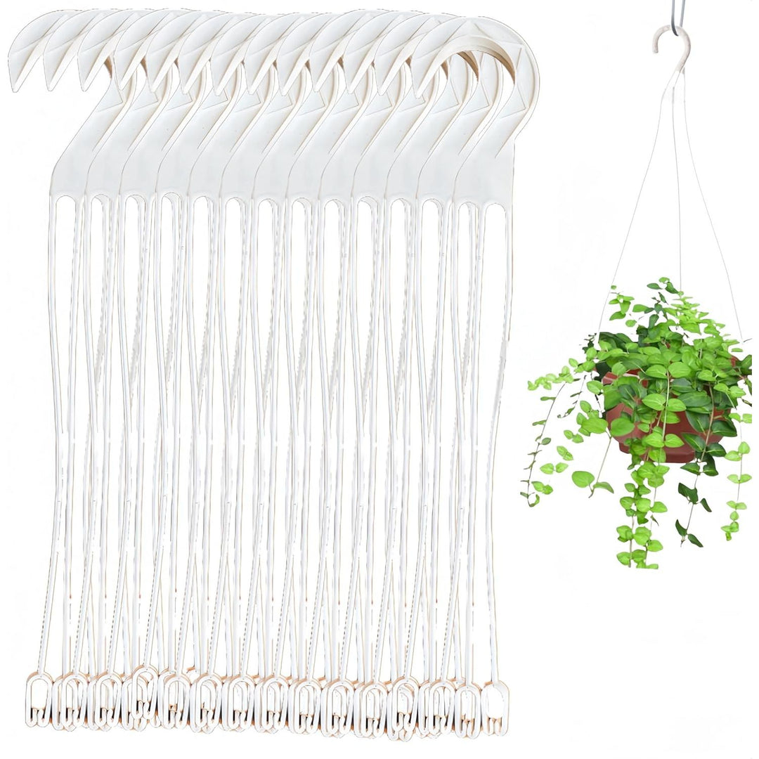20 Pack Hanging Basket Hangers Hook, 39.5 cm Plastic Hanging Basket Chain, Garden Plant Hangers, Flower Plant Pot Hanger, for Plastic Flowerpot (White) - Just Closeouts Canada Inc.