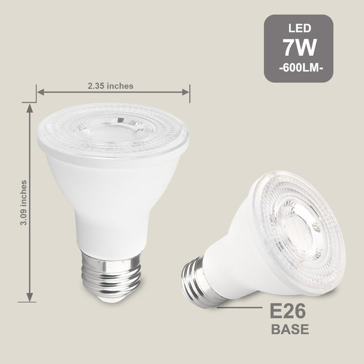 20 - Pack PAR20 LED Bulbs 5000K Daylight White, 7W 600LM 50W 60W Equivalent, Dimmable Spot Light Bulb, E26 Base, Indoor Outdoor Flood Light for Recessed Lighting - Just Closeouts Canada Inc.X003X01M4N