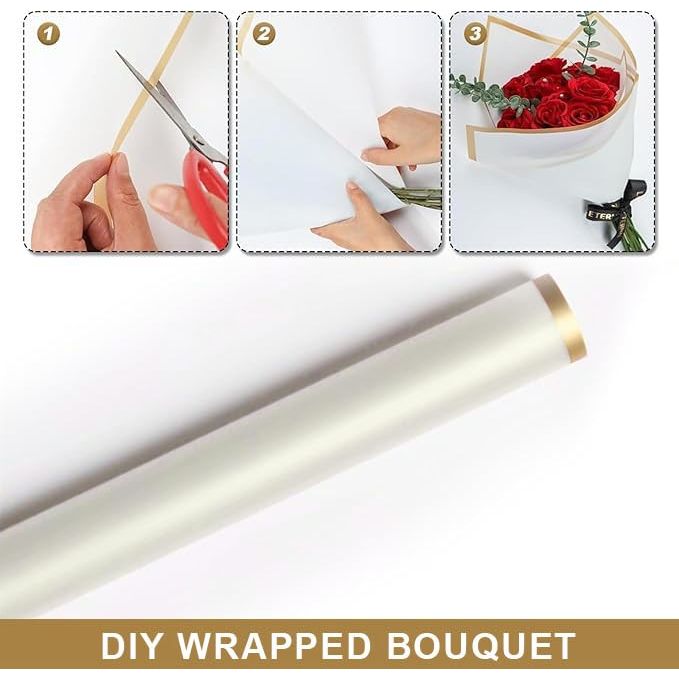 20 Sheets White Bouquet Wrapping Paper with Gold Edge - Just Closeouts Canada Inc.X004R6RXGN