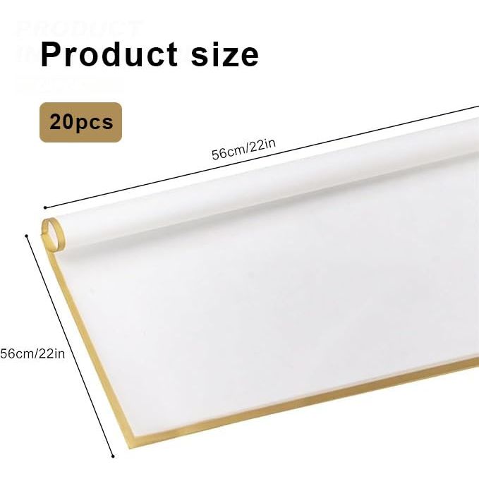20 Sheets White Bouquet Wrapping Paper with Gold Edge - Just Closeouts Canada Inc.X004R6RXGN