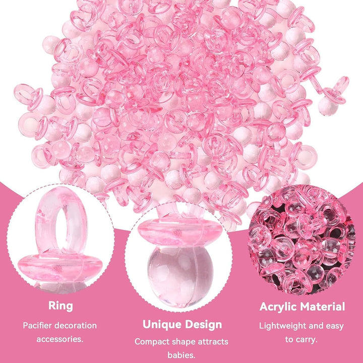 200 Pink Mini Acrylic Pacifier Charms for Baby Shower Games - Just Closeouts Canada Inc.X0038X3HPH