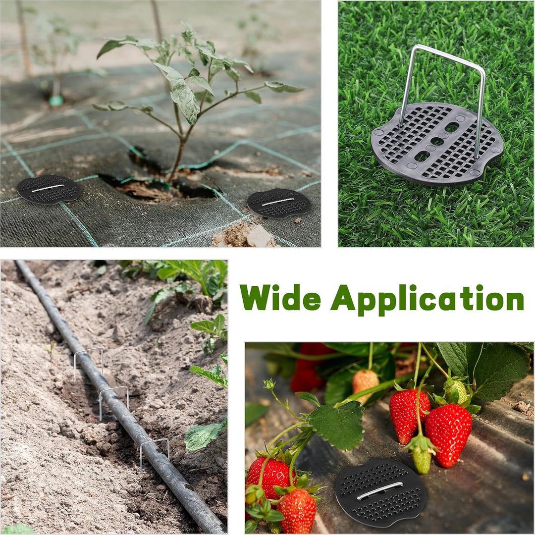 201 Pcs Garden Stakes Staples Kit, 100 Pcs 6 Inch U Shaped Landscape Staples with 100 Pcs Gaskets and 1 Pcs Pick Hook, Galvanized Ground Stakes for Weed Barrier Fabric, Ground Cover, Holding Fence - Just Closeouts Canada Inc.X004YQXV99