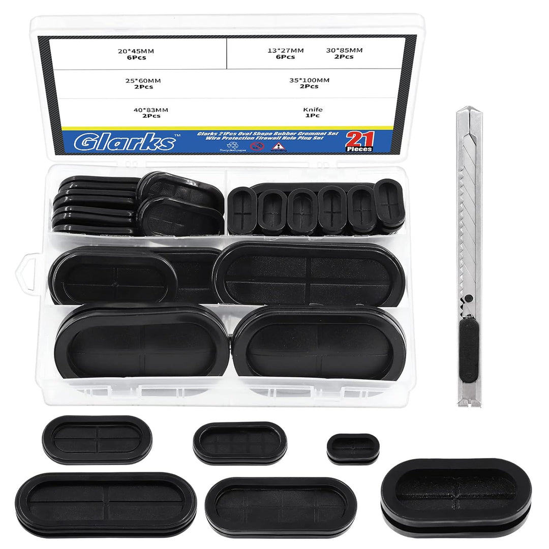 21-Piece Oval Rubber Grommet Kit with Knife, 6 Sizes - Just Closeouts Canada Inc.X003A1UVCT