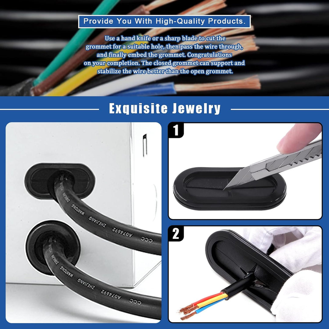 21-Piece Oval Rubber Grommet Kit with Knife, 6 Sizes - Just Closeouts Canada Inc.X003A1UVCT