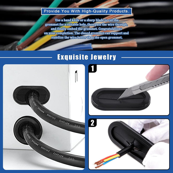 21-Piece Oval Rubber Grommet Kit with Knife, 6 Sizes - Just Closeouts Canada Inc.X003A1UVCT