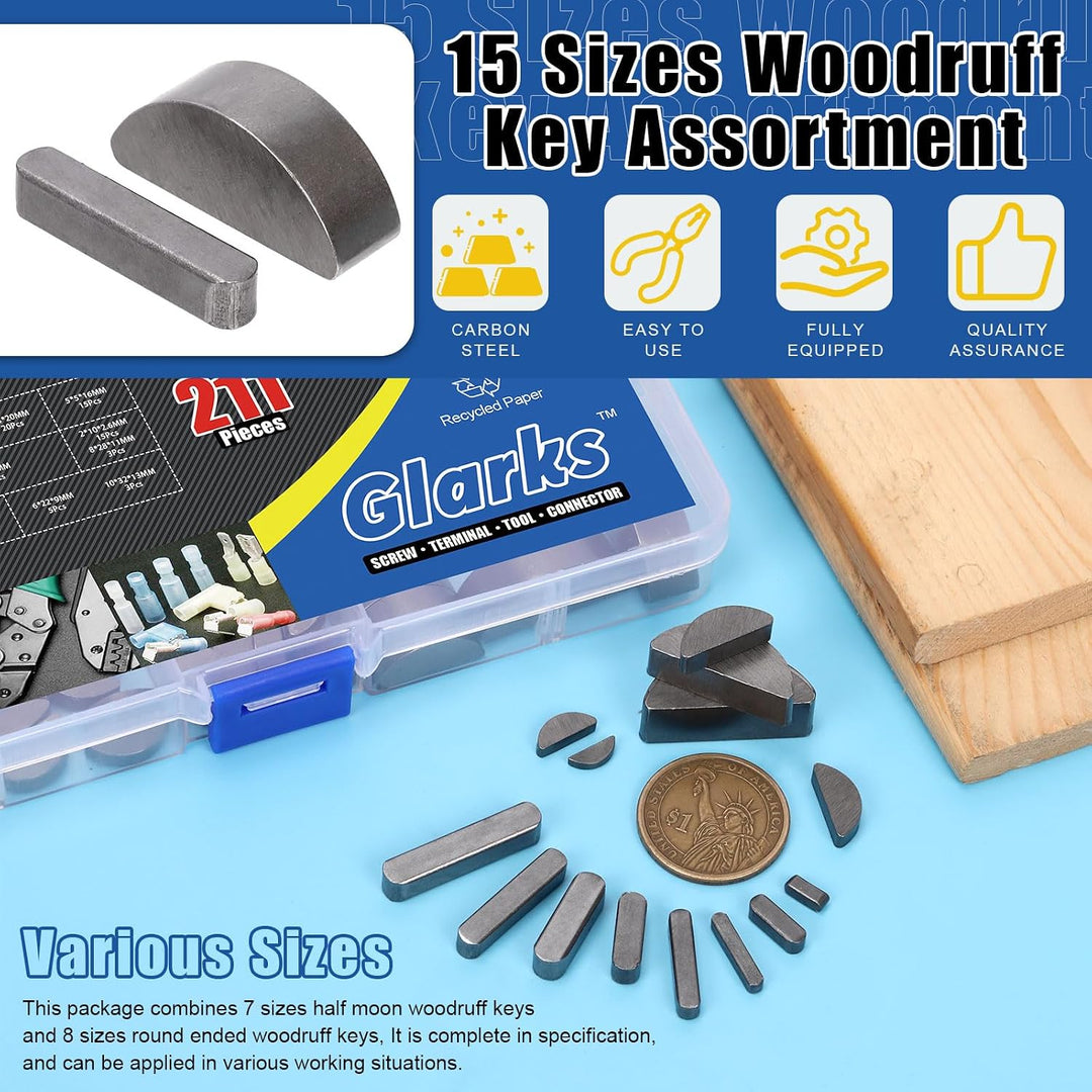 211-Piece Woodruff & Feather Key Assortment, 15 Sizes - Just Closeouts Canada Inc.X003X7M4DJ