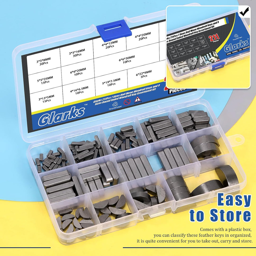 211-Piece Woodruff & Feather Key Assortment, 15 Sizes - Just Closeouts Canada Inc.X003X7M4DJ