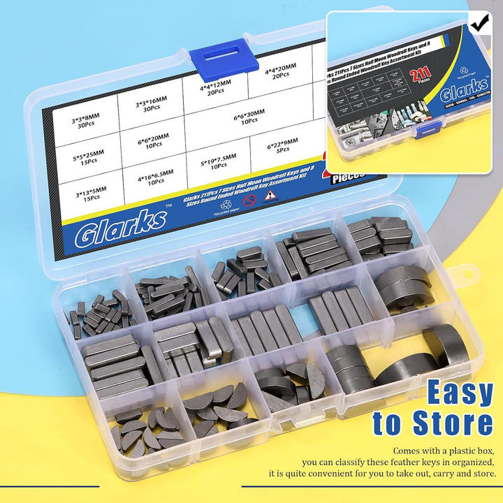 211-Piece Woodruff & Feather Key Assortment, 15 Sizes - Just Closeouts Canada Inc.X003X7M4DJ