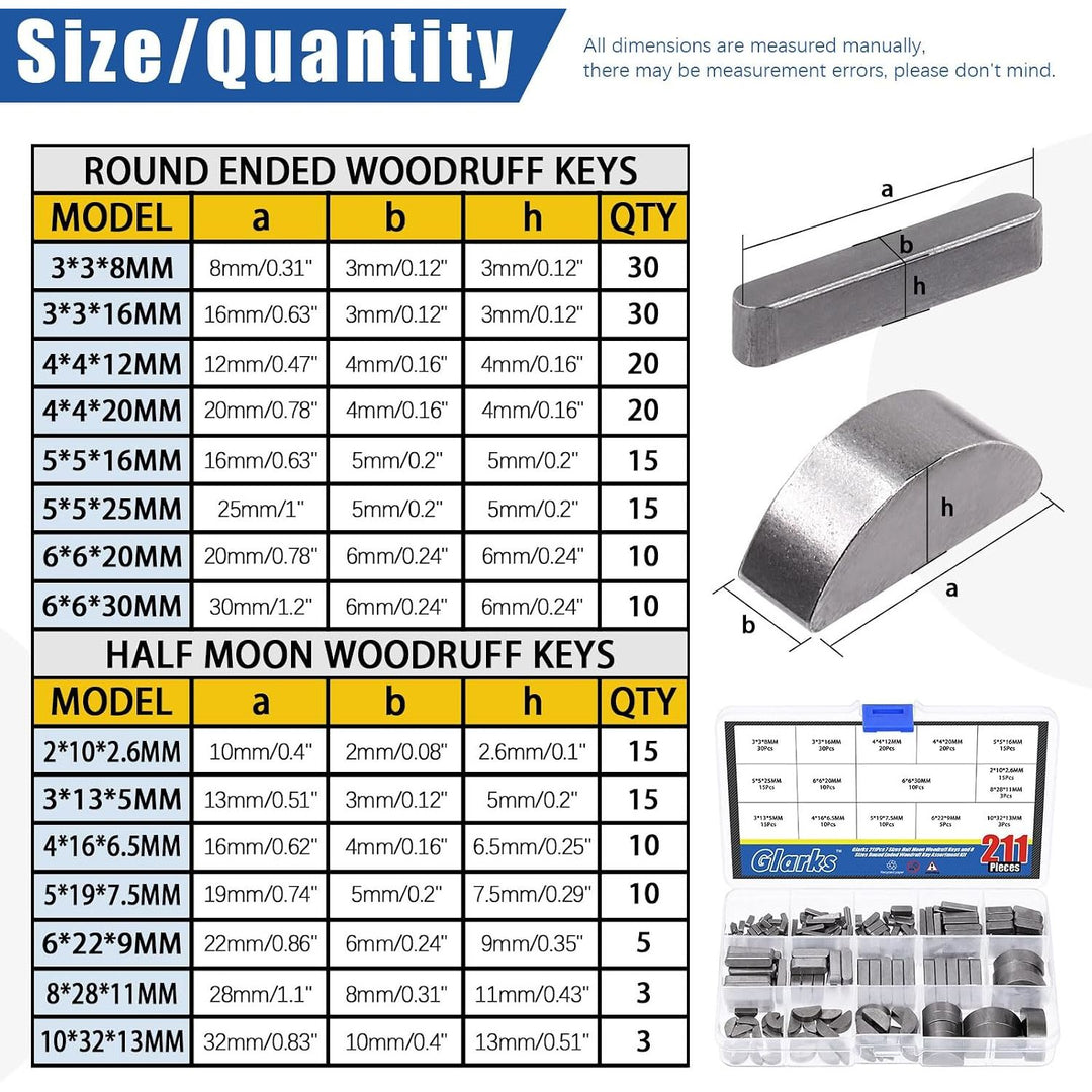 211-Piece Woodruff & Feather Key Assortment, 15 Sizes - Just Closeouts Canada Inc.X003X7M4DJ