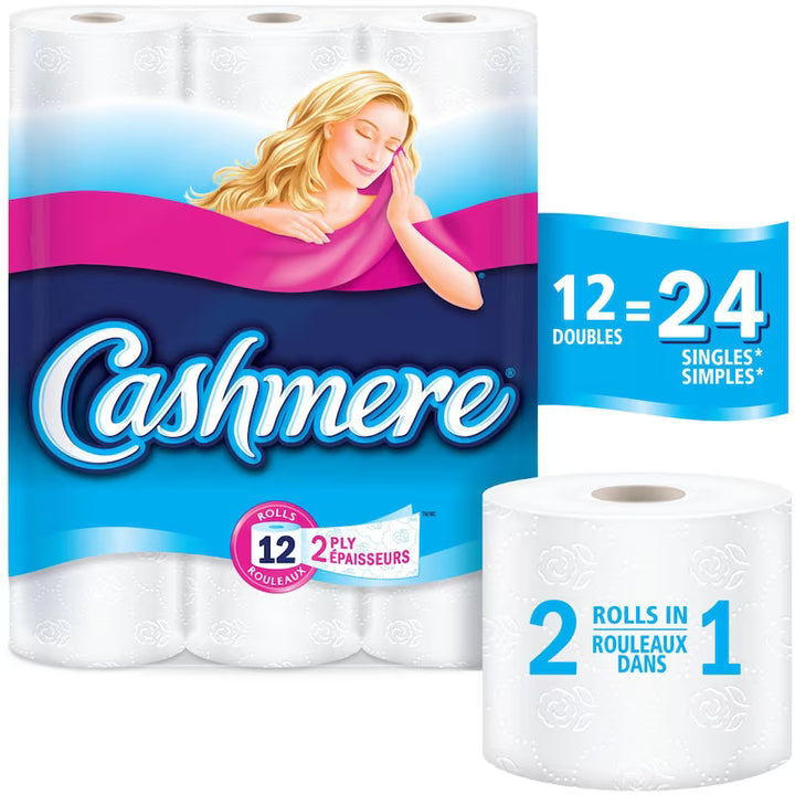 Cashmere Soft & Thick Toilet Paper, 12 Double Rolls= 24 Single Rolls