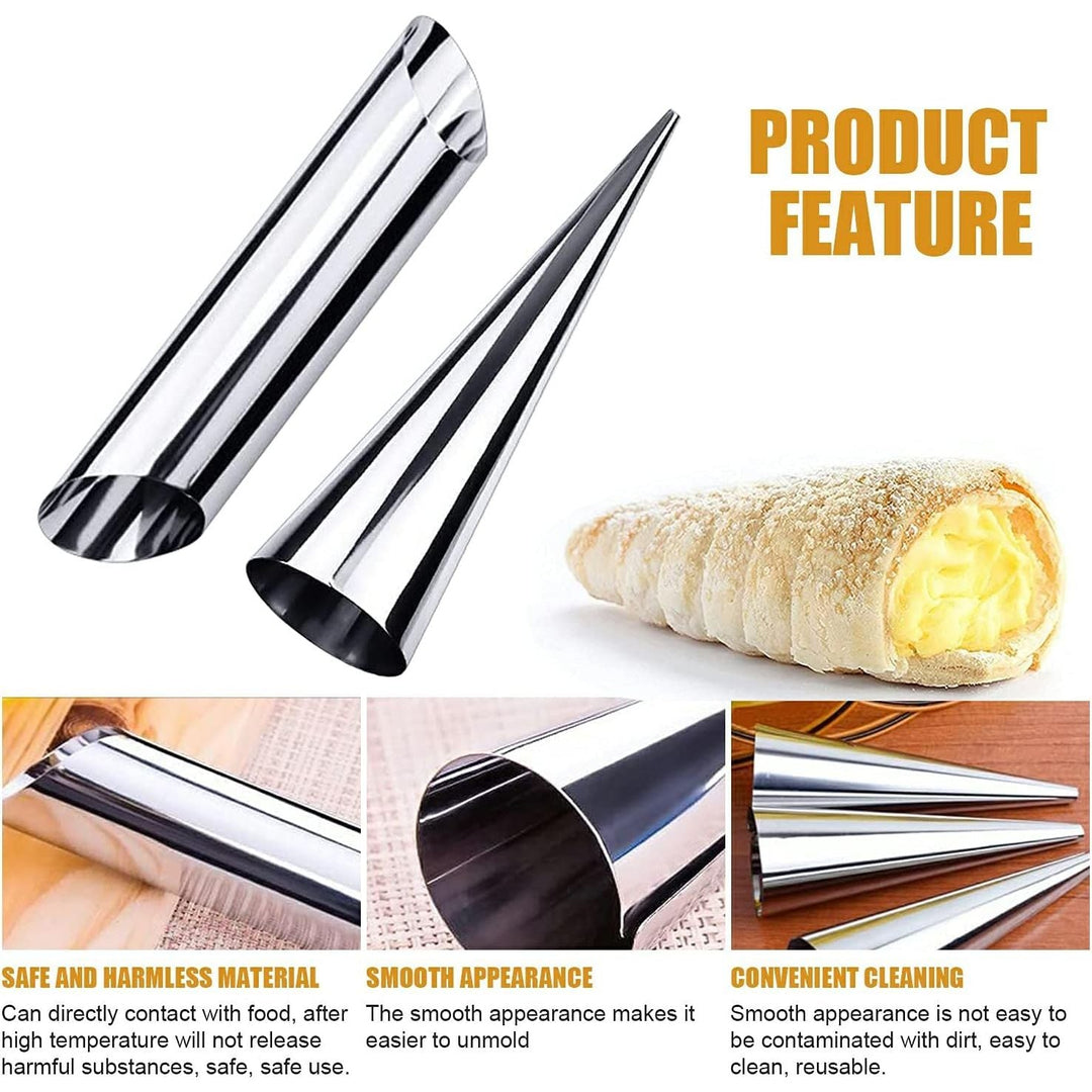 21Pcs Cannoli Tubes Cream Horn Molds Set, 10 Cone Shaped Cannoli Rings, 10 Tubular Shaped Cannoli Rolls, Stainless Steel Baking Mold for Screw Croissant, Pastry, Bread, Waffle. Cleaning Brush - Just Closeouts Canada Inc.