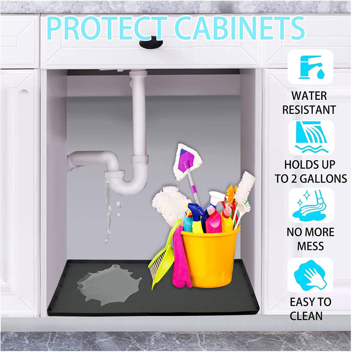 22 x 19 Inch Black Silicone Under-Sink Cabinet Mat - Just Closeouts Canada Inc.X0041IPMDN