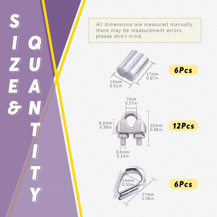 24-Piece M4 Wire Rope Accessory Set for 1/8-Inch Cable - Just Closeouts Canada Inc.X002PY1W1B