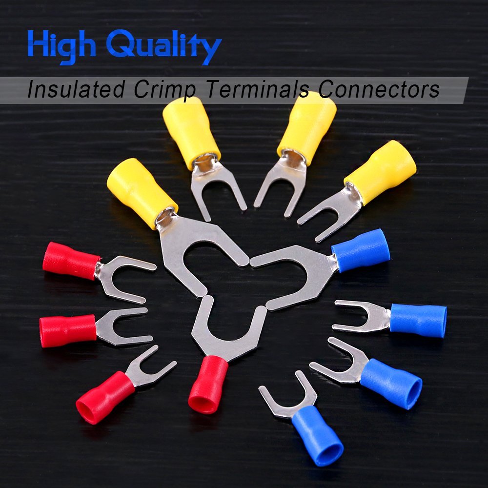 240 Insulated Fork and Spade Crimp Terminals, 3 Wire Gauges - Just Closeouts Canada Inc.