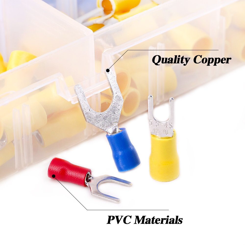 240 Insulated Fork and Spade Crimp Terminals, 3 Wire Gauges - Just Closeouts Canada Inc.