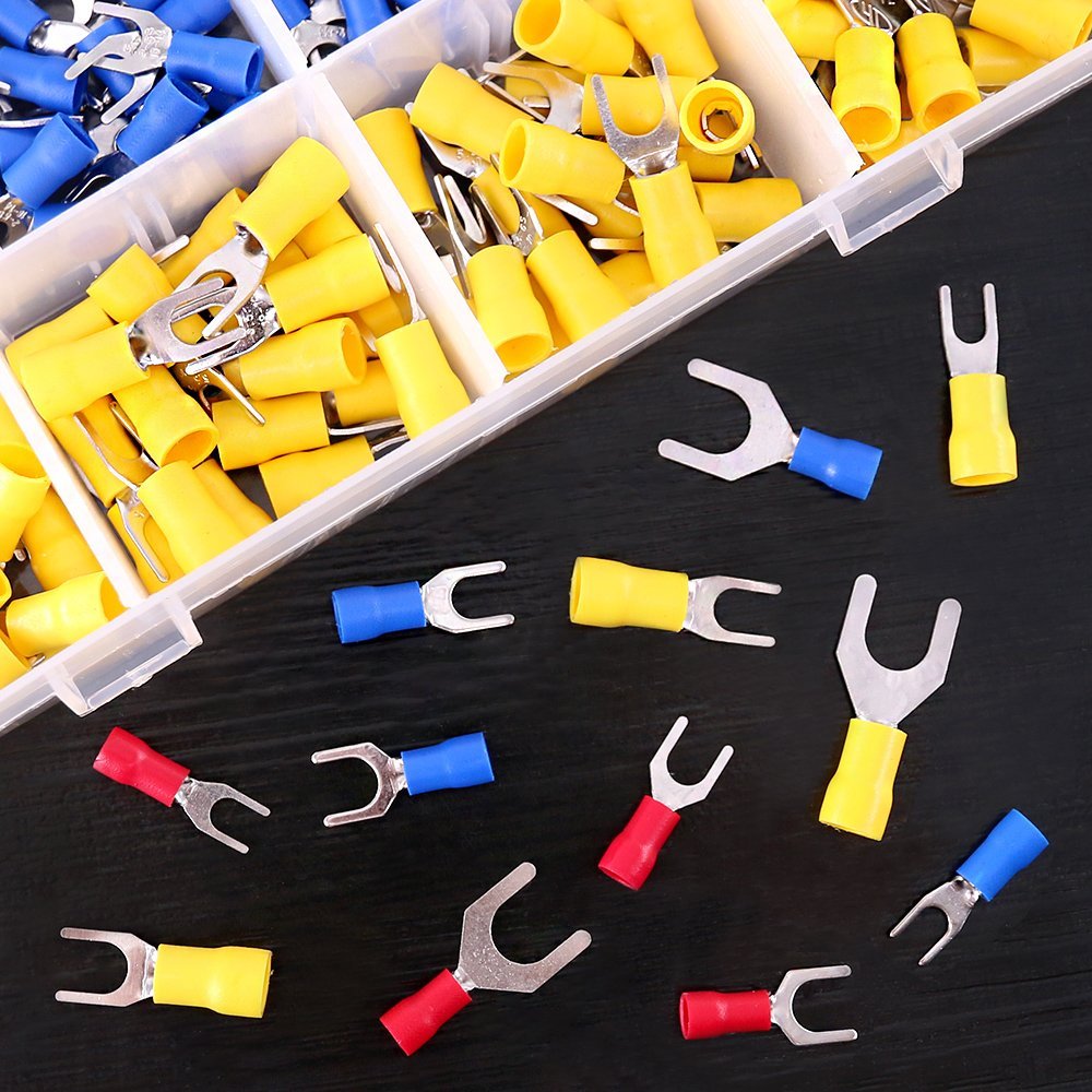 240 Insulated Fork and Spade Crimp Terminals, 3 Wire Gauges - Just Closeouts Canada Inc.