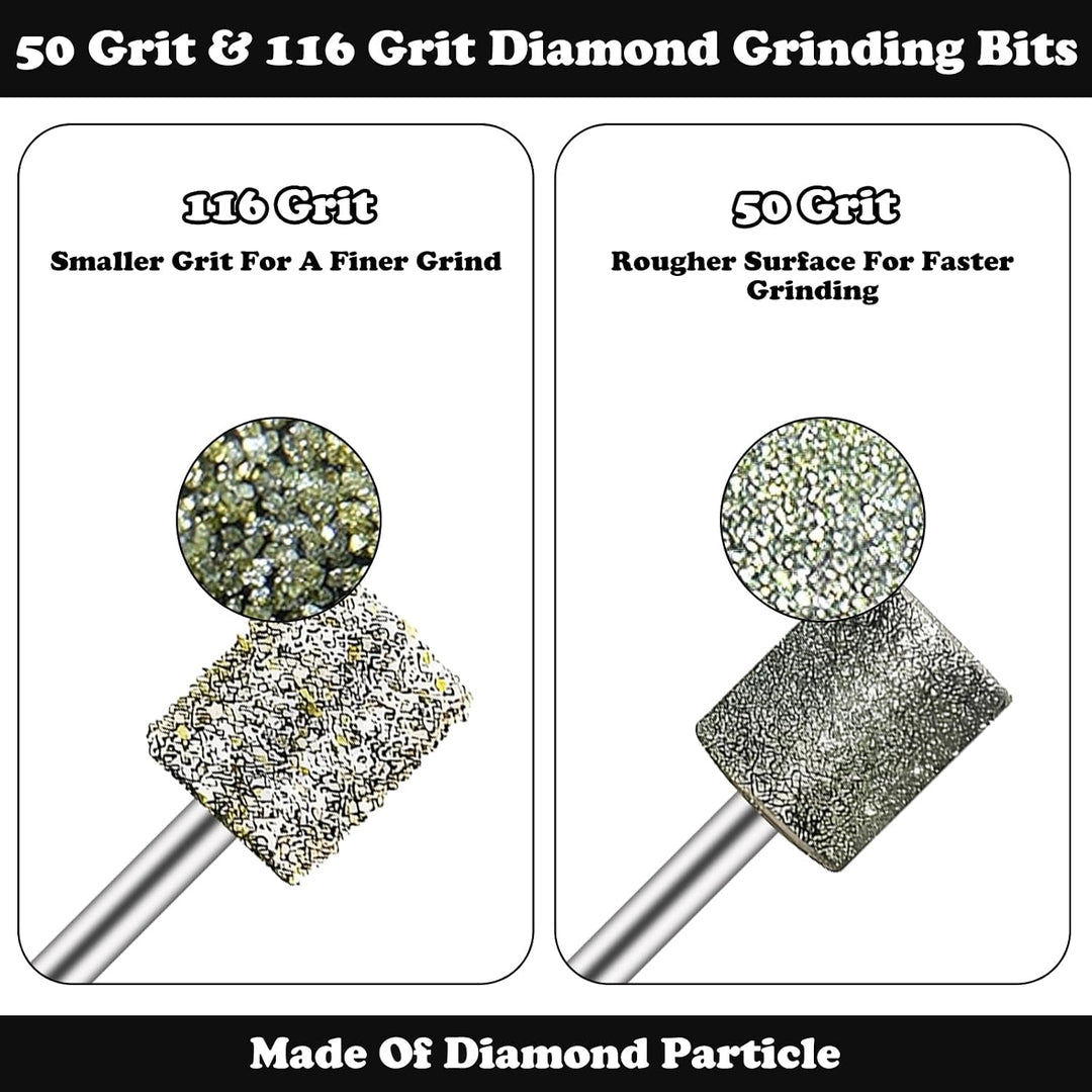 24pcs Diamond Drill Grinding Bit Compatible with Dremel Diamond File Sanding Set Stone Carving Rotary Tools Polishing Kits Glass Drill Bit 1/8" Shank Accessories for Wood Glass Ceramics Carving - Just Closeouts Canada Inc.X004P3W20Z