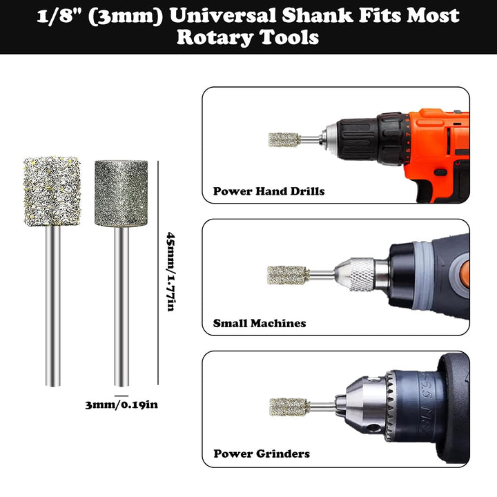 24pcs Diamond Drill Grinding Bit Compatible with Dremel Diamond File Sanding Set Stone Carving Rotary Tools Polishing Kits Glass Drill Bit 1/8" Shank Accessories for Wood Glass Ceramics Carving - Just Closeouts Canada Inc.X004P3W20Z