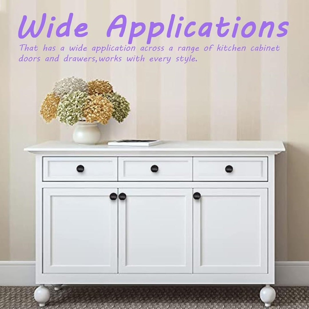 25 Frosted Black Round Kitchen Cabinet Handles, 27mm Round Drawer Handles, Flat Pull knobs, Makeup Drawers Bathroom Drawers Screw Hardware Accessories Modern Handles - Just Closeouts Canada Inc.