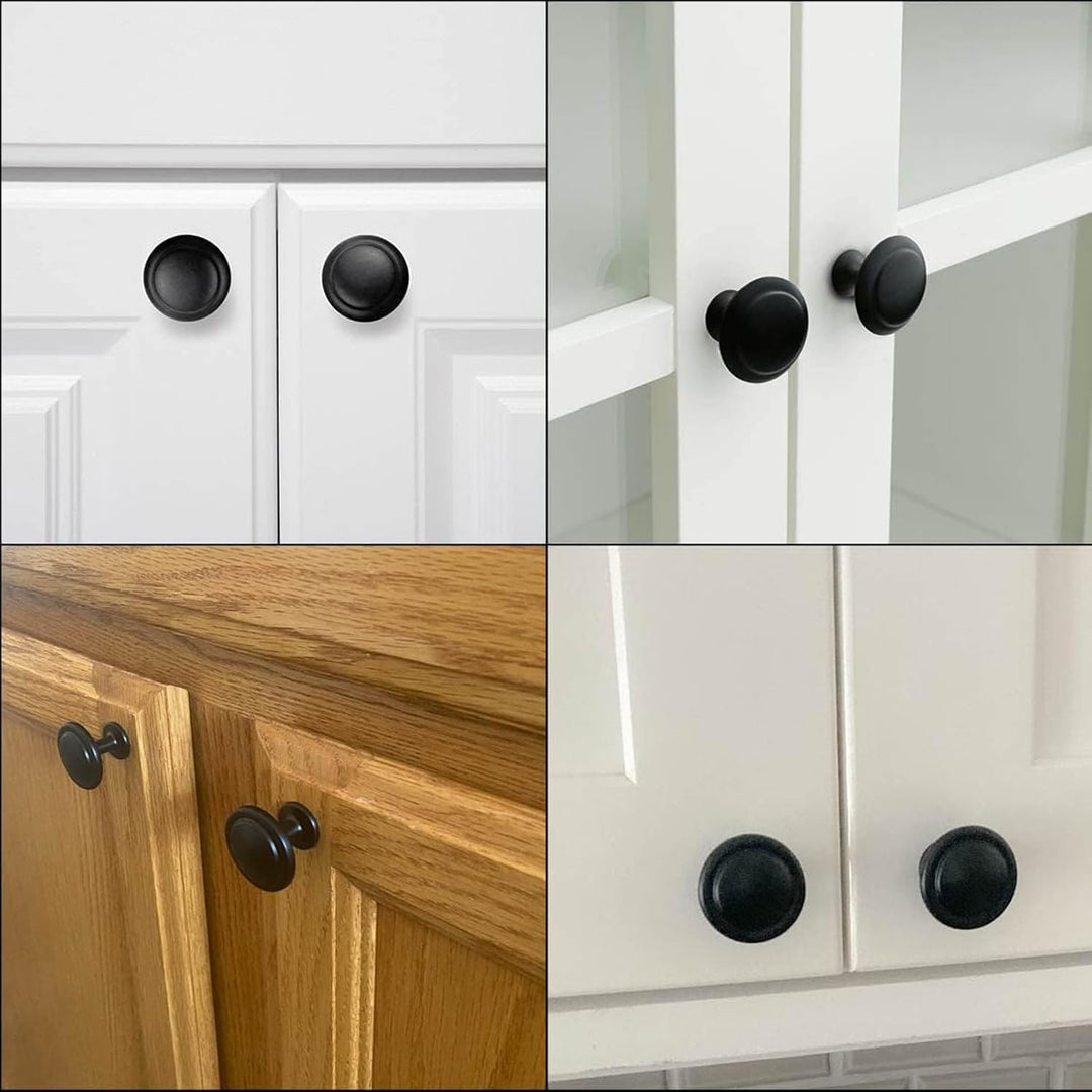25 Frosted Black Round Kitchen Cabinet Handles, 27mm Round Drawer Handles, Flat Pull knobs, Makeup Drawers Bathroom Drawers Screw Hardware Accessories Modern Handles - Just Closeouts Canada Inc.
