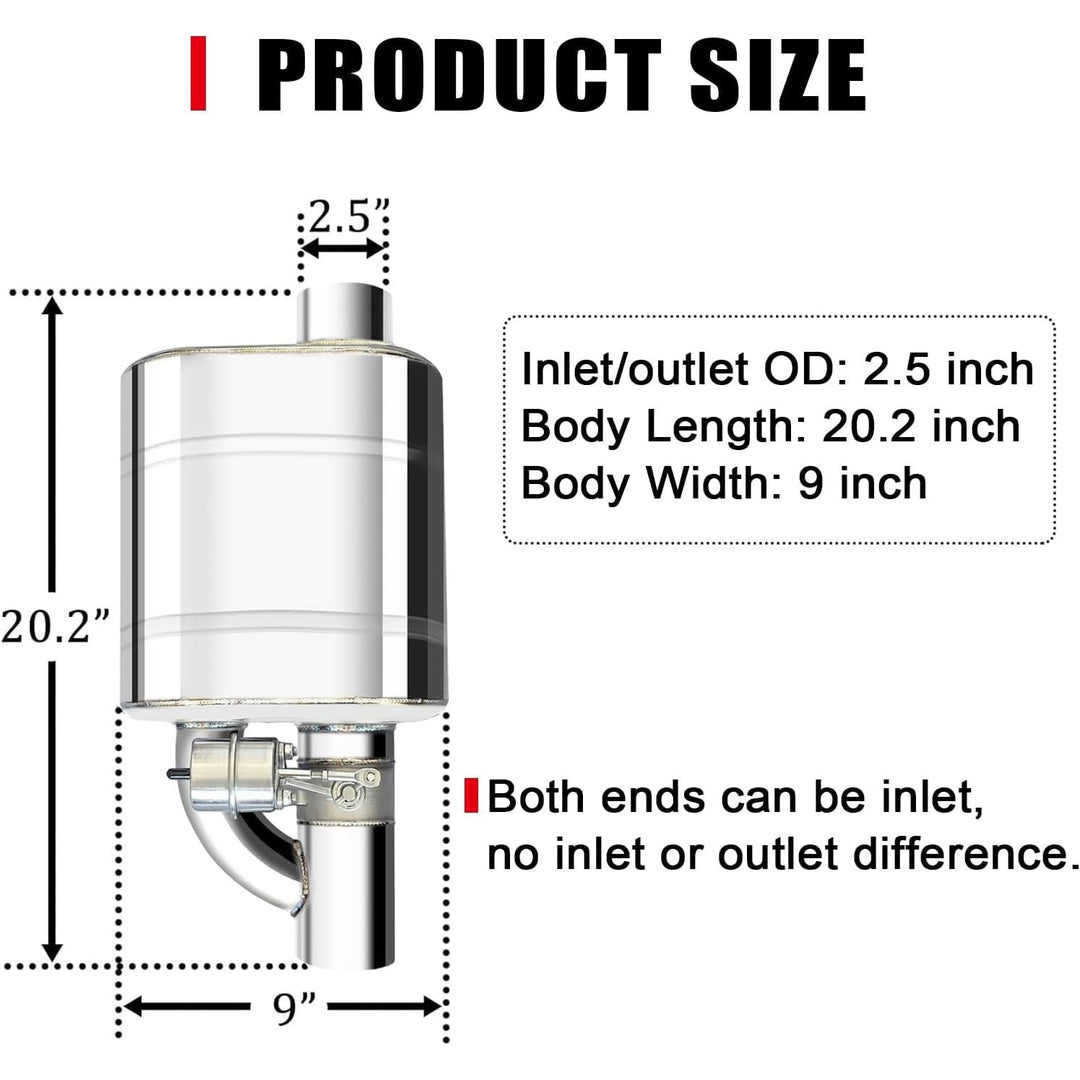 2.5 Inch Valvetronic Exhaust Cutout with Muffler Cat Back Exhaust System Valve Kit - Just Closeouts Canada Inc.