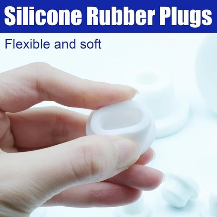 26-Piece White Silicone Bathtub Jet Cover Assortment, 5 Sizes - Just Closeouts Canada Inc.
