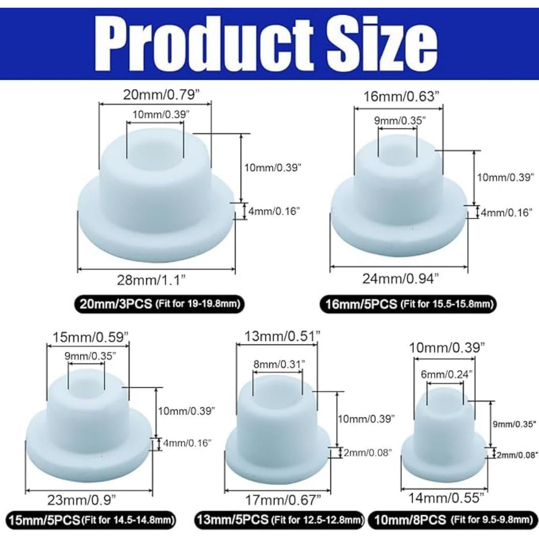 26-Piece White Silicone Bathtub Jet Cover Assortment, 5 Sizes - Just Closeouts Canada Inc.