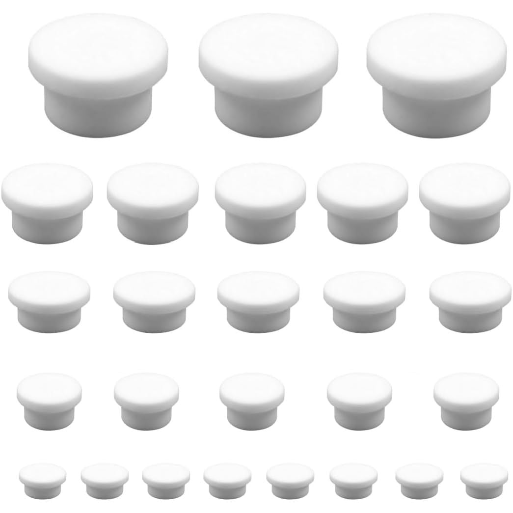 26-Piece White Silicone Bathtub Jet Cover Assortment, 5 Sizes - Just Closeouts Canada Inc.