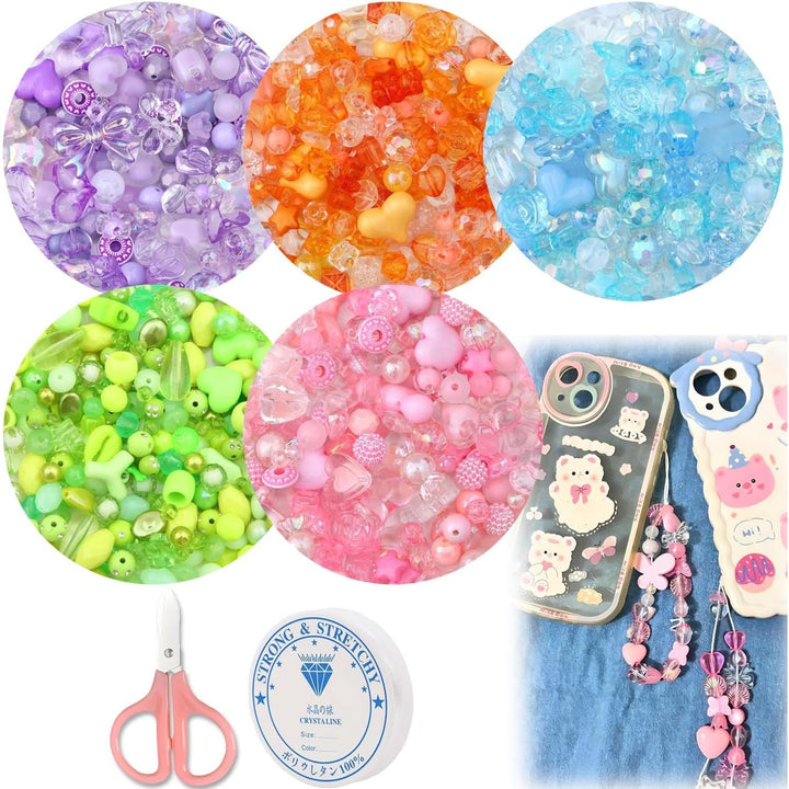 270 - 300 Pcs Cute Assorted Beads for Jewelry Making, Acrylic Kawaii Beads for Bracelets Making Flower Bowknot Bulk DIY Jewelry Making Bracelet Necklaces Phone Lanyard Chains - Just Closeouts Canada Inc.