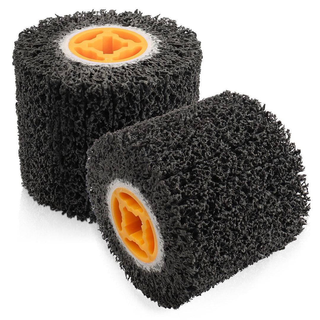 2Pack Abrasive Drum Paint and Rust Remover, 40 Grit Abrasive Wheel Wire Drawing Polishing Wheel for Wood Metal Surface Polishing, 4.5" x 4" (2) - Just Closeouts Canada Inc.