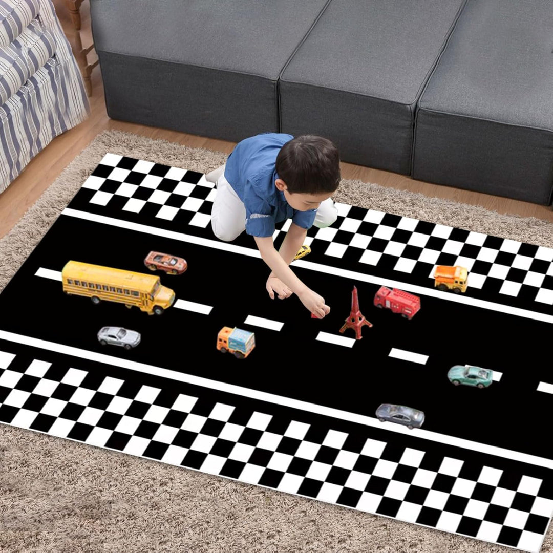 2PCS Checkered Tablecloth Racing Car Tablecloth Racing Party Supplies 54"x108" Disposable Plastic Racetrack Tablecloth Car Birthday Party Supplies Car Birthday Decorations Car Theme Party Table Covers - Just Closeouts Canada Inc.