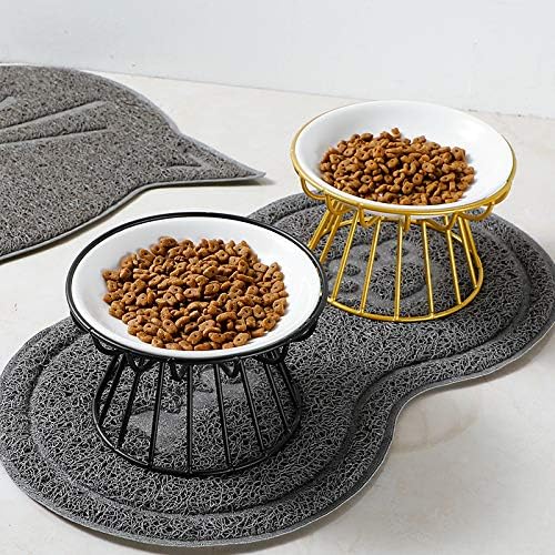 2PCS Elevated Cat Food Bowl, Whisker - Friendly Anti - Vomit Plate, Raised Feeder Bowl Stand, Ceramic Elevated Bowl for All Cats, Dishwasher Safe - Just Closeouts Canada Inc.