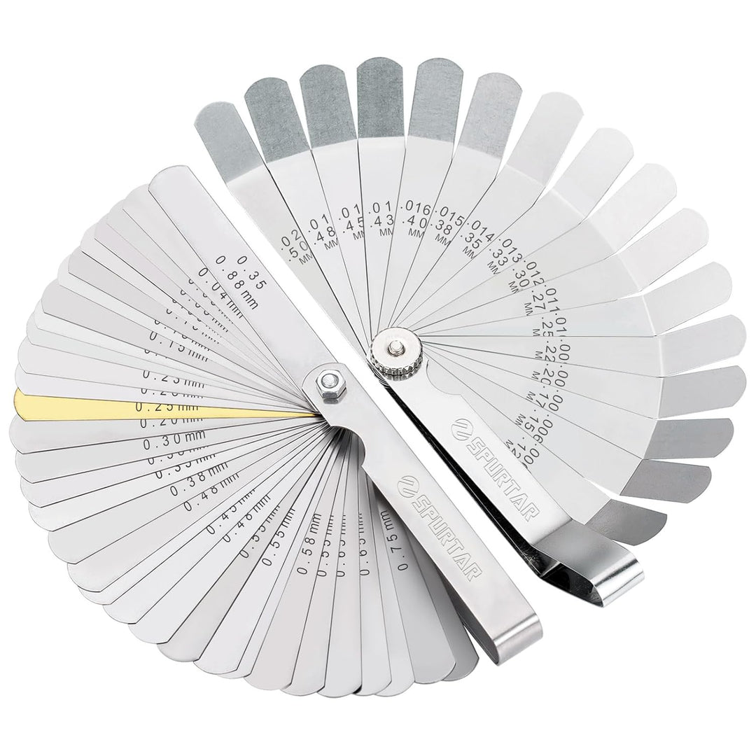 2pcs Feeler Gauge Set 32-Blade Straight Feeler Gauge and 16-Blade Offset Feeler Gauges Filler Gauge SAE Metric Filler Gauge Set Feeler Gauges for Valves, Guitar, Spark Plug, Piston Measure - Just Closeouts Canada Inc.