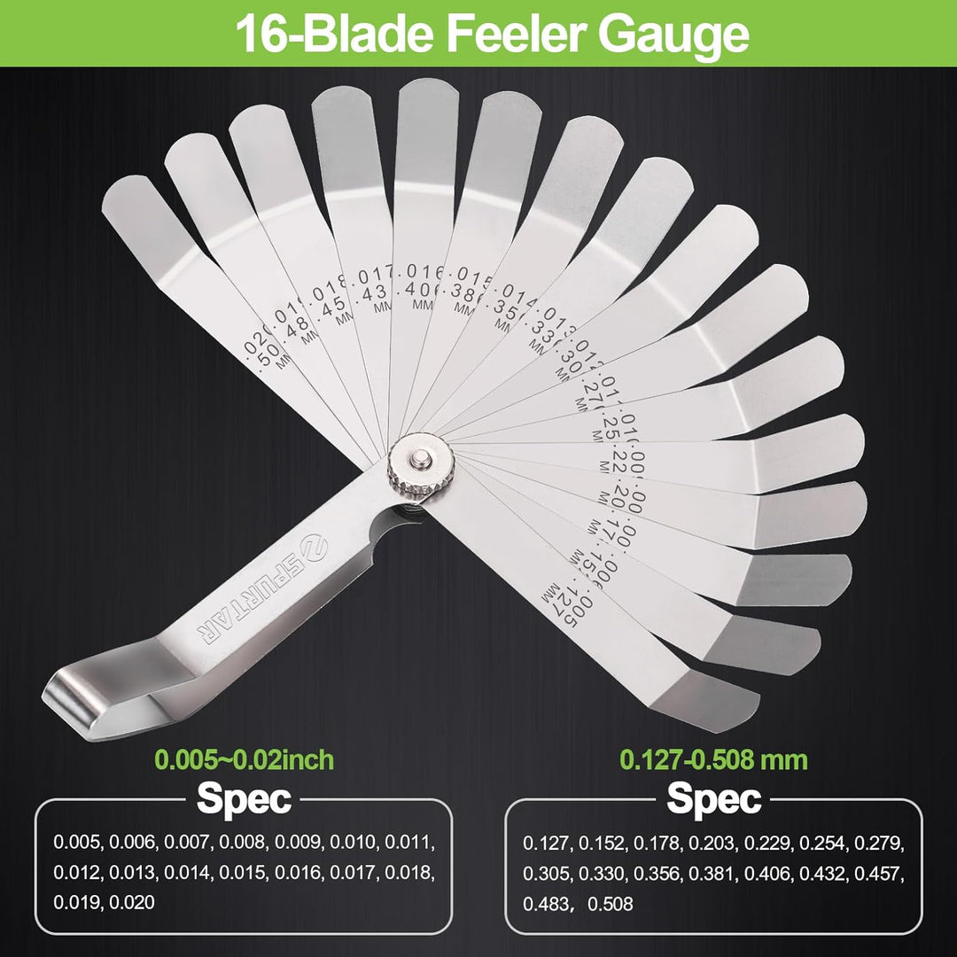 2pcs Feeler Gauge Set 32-Blade Straight Feeler Gauge and 16-Blade Offset Feeler Gauges Filler Gauge SAE Metric Filler Gauge Set Feeler Gauges for Valves, Guitar, Spark Plug, Piston Measure - Just Closeouts Canada Inc.