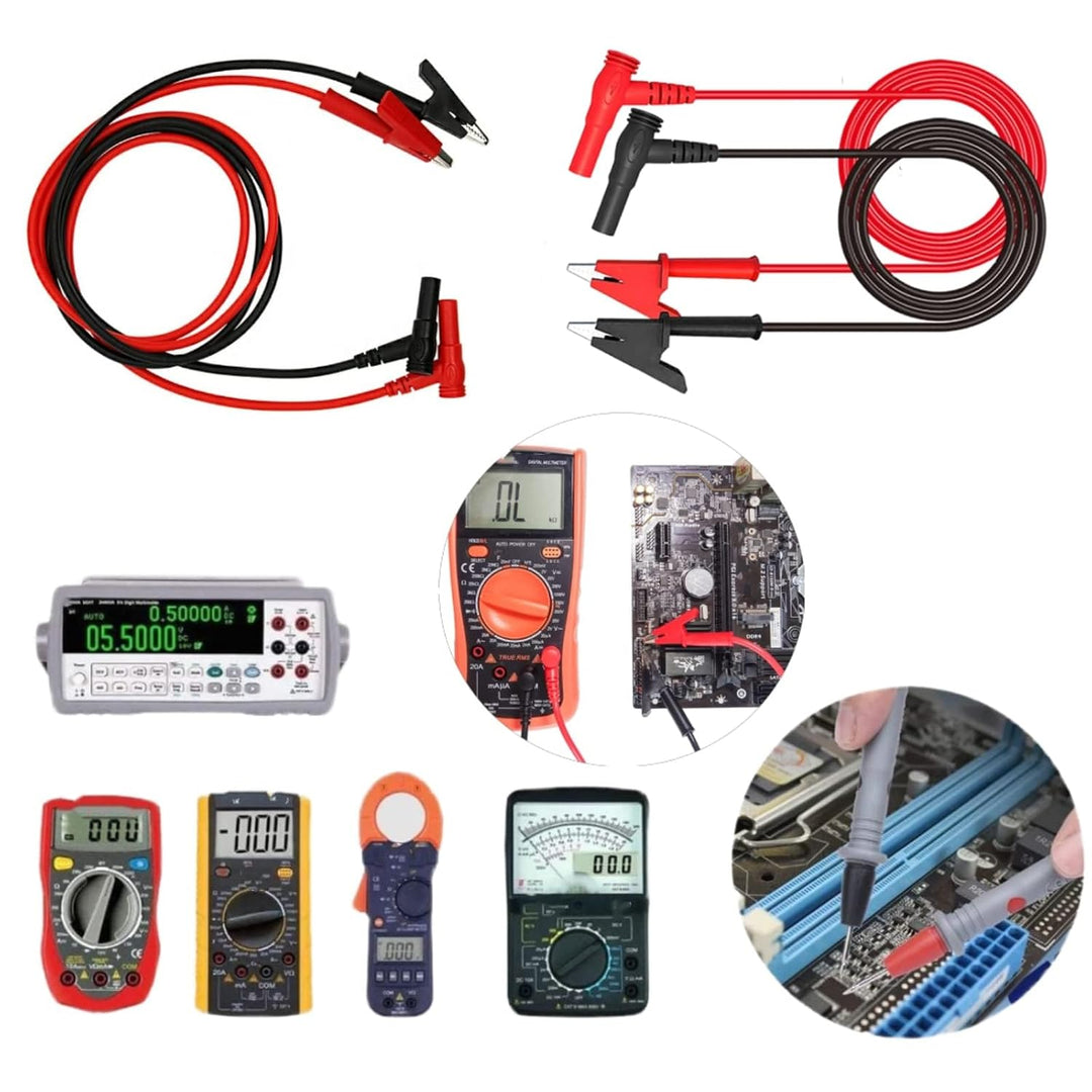 2Pcs Multimeter Test Lead Accessory, Alligator Clips to Banana Plugs, 15A 1000V, 3.5ft Silicone Cable, Black & Red - Just Closeouts Canada Inc.X00440H4VV