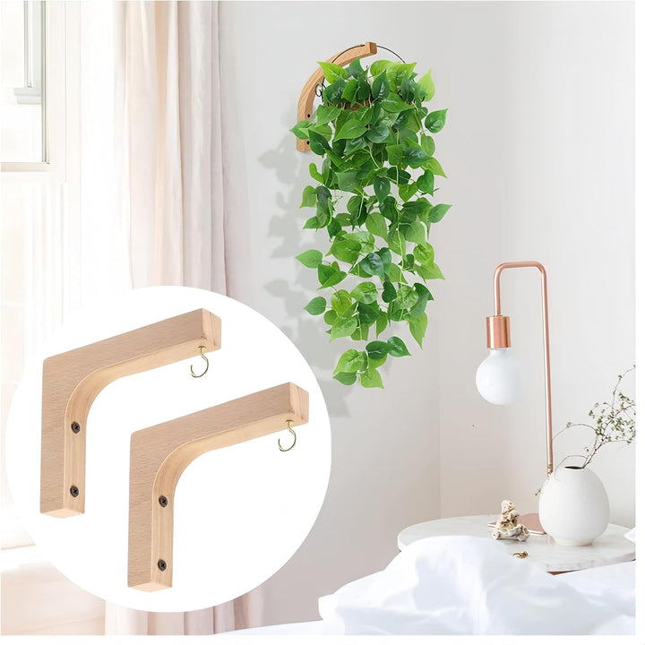 2Pcs Plant Wall Hangers Wooden Plant Hooks, Plant Hangers Indoor, for Planters Lanterns Flower Bracket Wind Chimes Decoration Hooks - Just Closeouts Canada Inc.