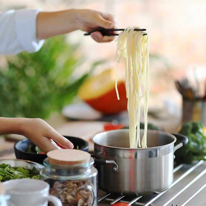 2pk 12 - inch Kitchen Thin Tweezers, Stainless Steel Cooking Anti - Slip Long Tweezers, Food Tongs, Service Tongs, Suitable for Barbecuing, Seafood, Serving Food, Pasta, Salad (Black) - Just Closeouts Canada Inc.