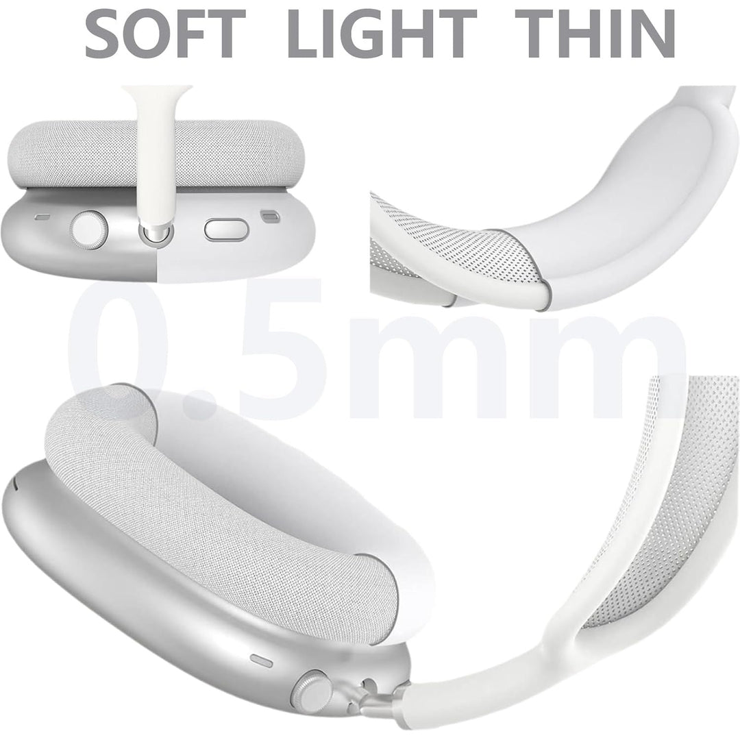 3 in 1 Silicone Case Cover for AirPods Max Headphones, Anti - Scratch Ear Pad/Ear Cups/Headband Cover for AirPod, Accessories Silicone Protector for Apple AirPods (White) - Just Closeouts Canada Inc.