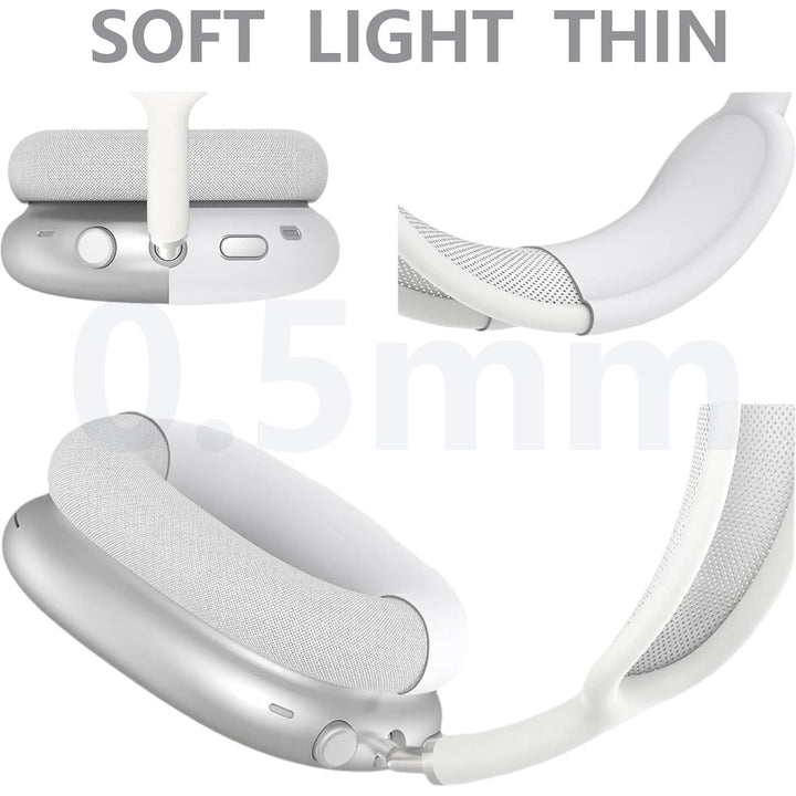 3 in 1 Silicone Case Cover for AirPods Max Headphones, Anti - Scratch Ear Pad/Ear Cups/Headband Cover for AirPod, Accessories Silicone Protector for Apple AirPods (White) - Just Closeouts Canada Inc.