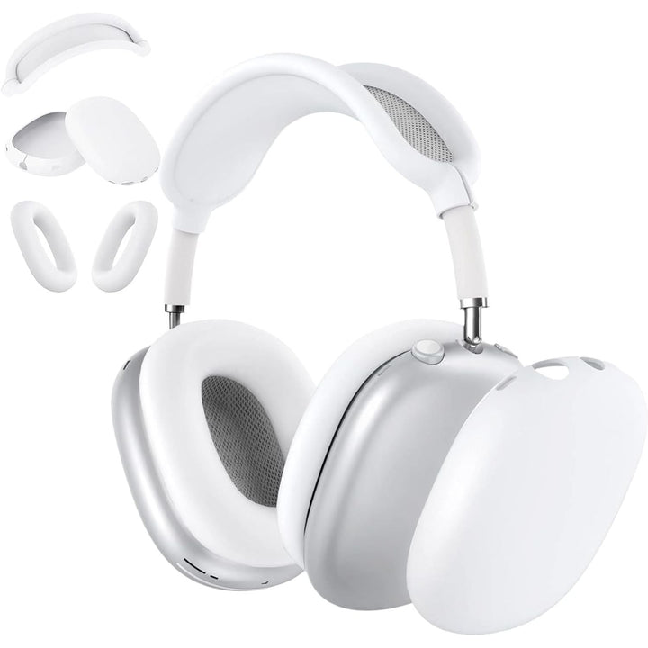 3 in 1 Silicone Case Cover for AirPods Max Headphones, Anti - Scratch Ear Pad/Ear Cups/Headband Cover for AirPod, Accessories Silicone Protector for Apple AirPods (White) - Just Closeouts Canada Inc.