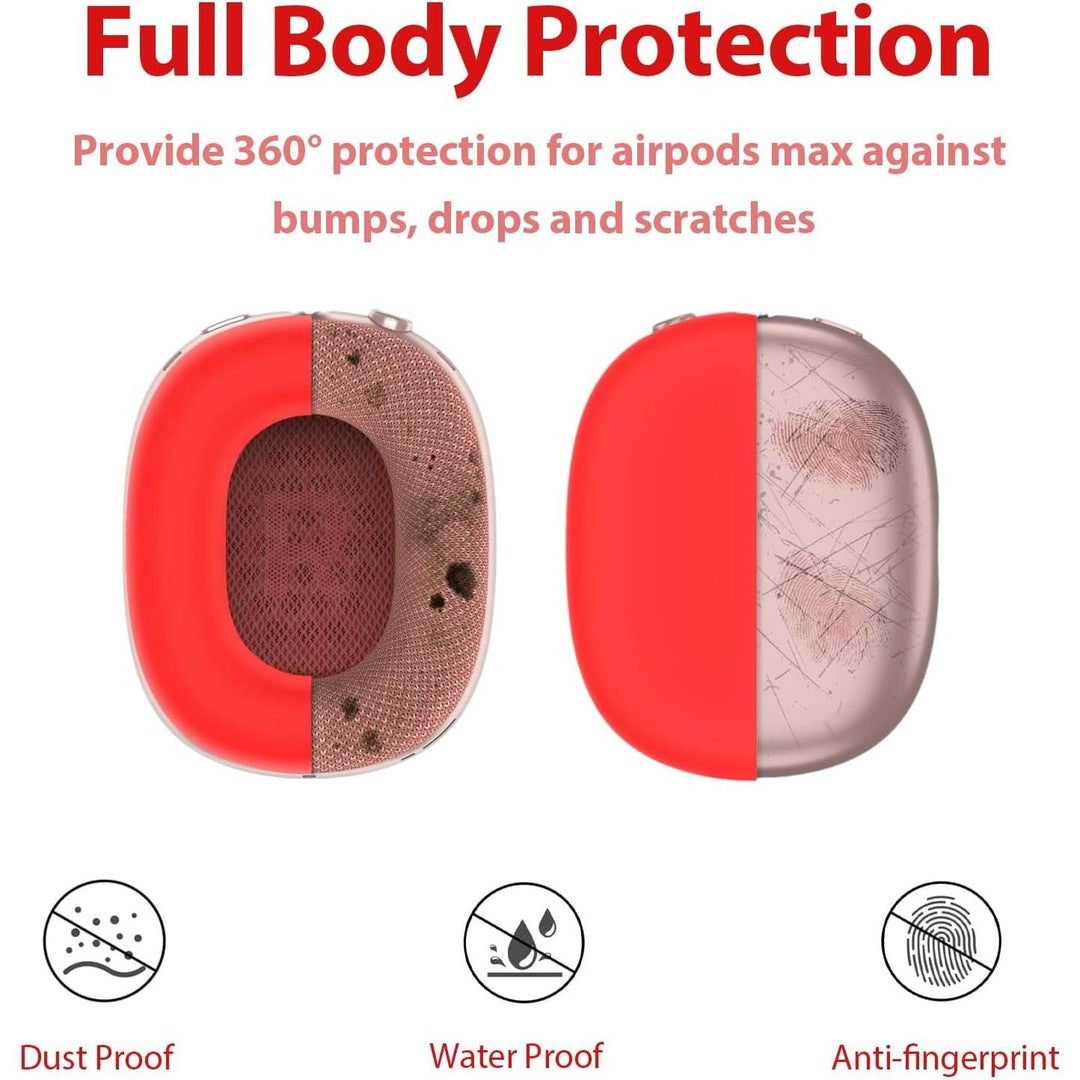 3 in 1 Silicone Case Cover for AirPods Max Headphones, Anti - Scratch Ear Pad/Ear Cups/Headband Cover for AirPod Max, Accessories Silicone Protector for Apple AirPods Max (Red) - Just Closeouts Canada Inc.