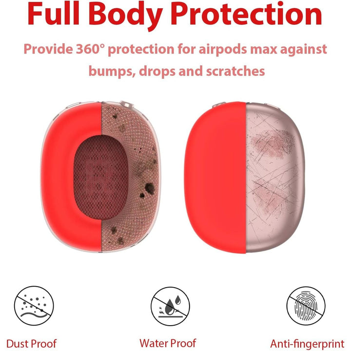 3 in 1 Silicone Case Cover for AirPods Max Headphones, Anti - Scratch Ear Pad/Ear Cups/Headband Cover for AirPod Max, Accessories Silicone Protector for Apple AirPods Max (Red) - Just Closeouts Canada Inc.